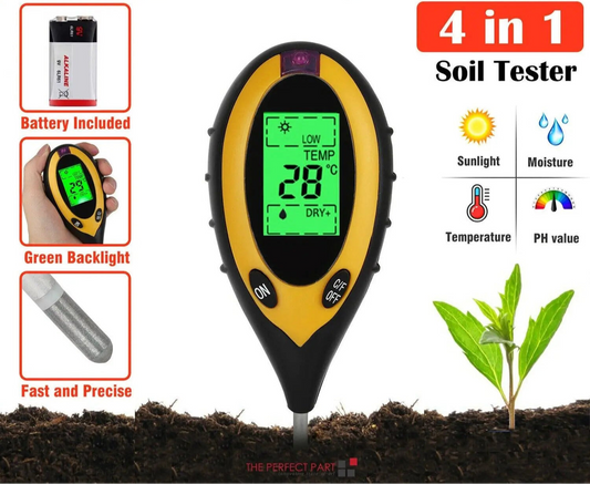4 In 1 LCD Digital Soil Tester PH Water Moisture Temperature Sunlight Plant Test