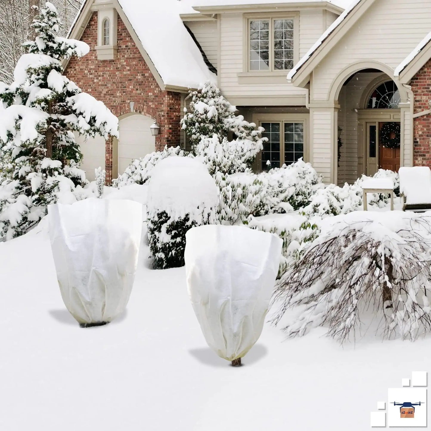 Pack of 2 White Winter Plant Covers 31.6x47 inch Freeze Protection Plant Winter